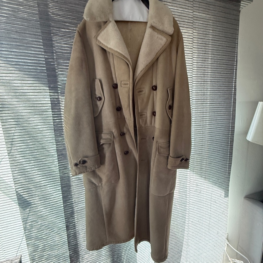 Yves Saint Laurent Men's Cream Double-Breasted Trench Coat